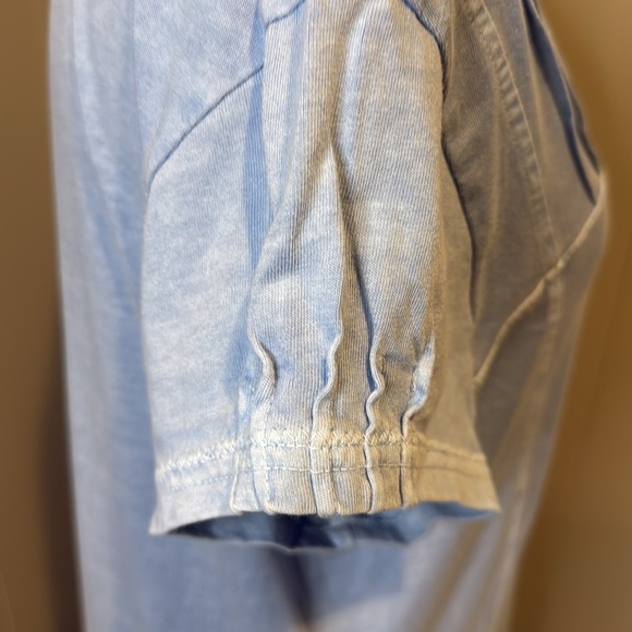 Woolrich Women’s Medium Midi Dress Pleated Short Sleeve V Neck Bleach Denim - Picture 3 of 7